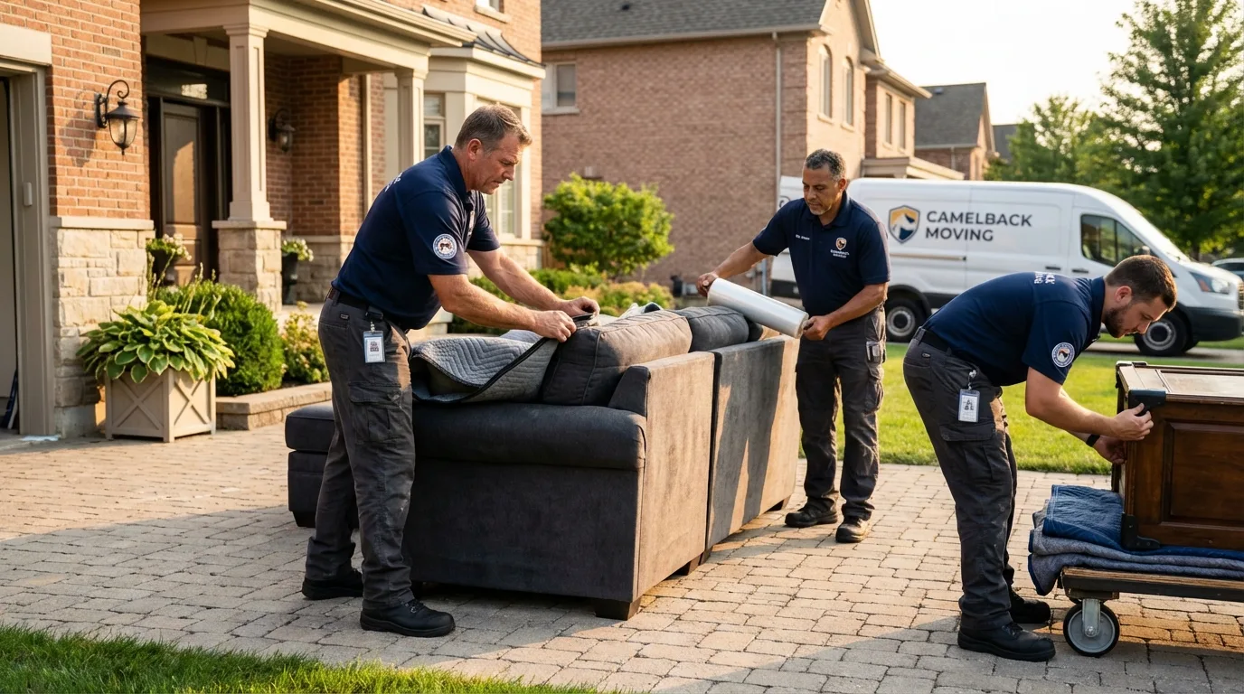Large estate moving crew wrapping furniture in San Diego, TX